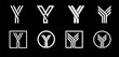 © pgmart - Capital letter Y. Modern set for monograms, logos, emblems, initials. Made of white stripes Overlapping with shadows.