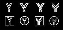 Capital Letter Y. Modern Set For Monograms, Logos, Emblems, Initials. Made Of White Stripes Overlapping With Shadows.