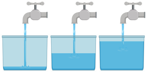 Wall Mural - Tap water in buckets