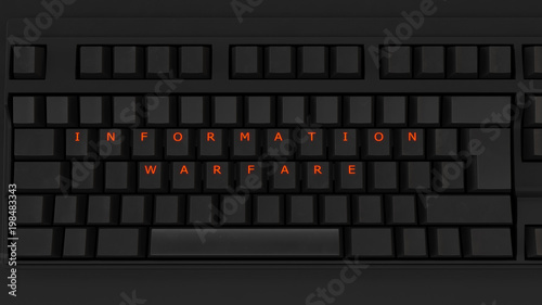 Cuadros en Lienzo Close Up of Illuminated Glowing Keys on a Black Keyboard Spelling Information Wa
