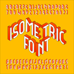 Fototapete - Isometric alphabet font. 3d effect outline letters, numbers and symbols. Stock vector typeset for any typography design.