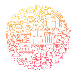  Pet Shop Line Icon Circle Design