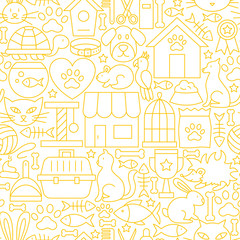 Poster - Pet Shop White Line Seamless Pattern