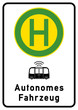 adi53 AutonomousDrivingIllustration - ks291 Kombi-Schild - german: Haltestelle - Öffentliche Verkehrsmittel - Text: Autonomes Fahrzeug - DIN A0 A1 A2 A3 Poster - g5948