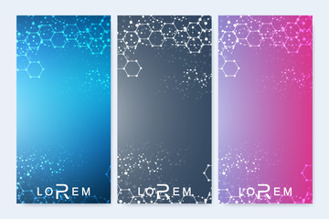 Fototapete - modern set of vector flyers, banners. geometric abstract presentation. molecule and communication ba