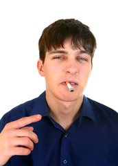 Canvas Print - Young Man smoking