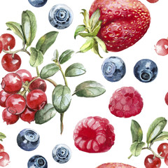 watercolor pattern forest berries