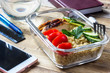 © juliamikhaylova - Healthy meal prep containers with quinoa, chicken and arugula