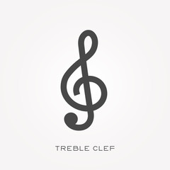 Wall Mural - Silhouette icon treble clef