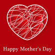 Mothers Day greeting card - white scribble heart