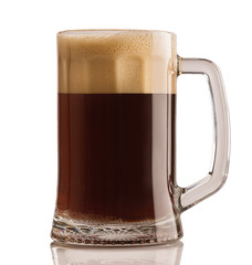 Wall Mural - dark beer in a glass, isolated on a white background