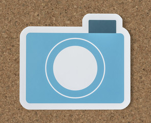 Poster - Icon of blue paper camera