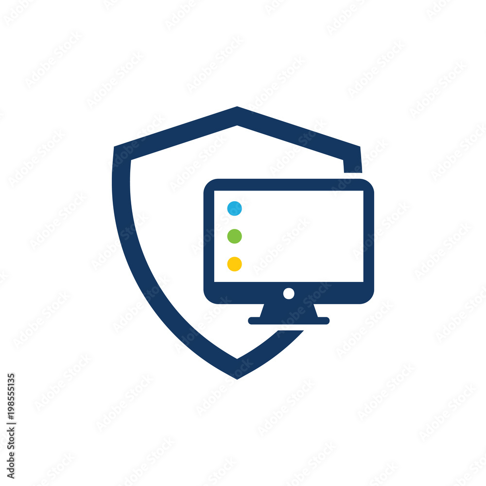 Computer Shield Logo Icon Design