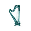 © Natali_Mias - Turquoise harp. Watercolor illustration. Hand drawn of classical music instrument