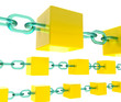 Block chain concept - digital code chain. 3d rendering 