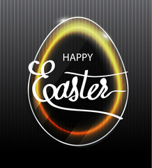 Poster - Banner with a light effect. Neon lighting. LED . Green neon glow. Easter lettering