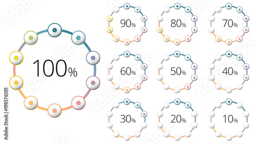 Percentage Circle Diagrams With Colorful Segments Circular Percentage Circle Diagrams With Colorful Segments Circular Corporate Percent Infograph Elements Company Presentation Slide