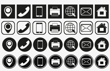 Poster - Vector business card contact information icons. business card contact icons set. contact information icons
