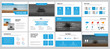 © olegphotor - White vector business slides with blue elements for presentation