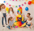 © izida1991 - clown girl on the birthday of a child. Party for children. Play and entertain boys and girls