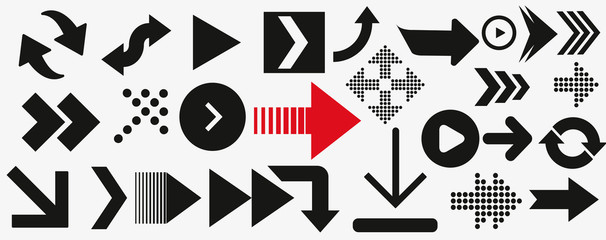 Poster - arrows vector collection black. Different black Arrows icons,vector set. Abstract elements for business infographic.