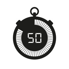Poster - Simple stopwatch icon, black timer on white background. Sport clock. Vector design element for you business project