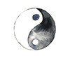 watercolor yin yang symbol isolated on white background.hand drawn.