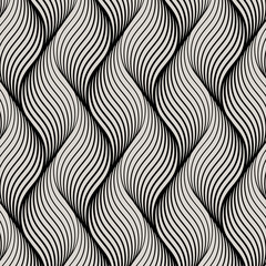 Wall Mural - Vector pattern with geometric waves. Endless stylish texture. Ripple monochrome background repeating linear in different size on each object. Pattern is on swatches panel.