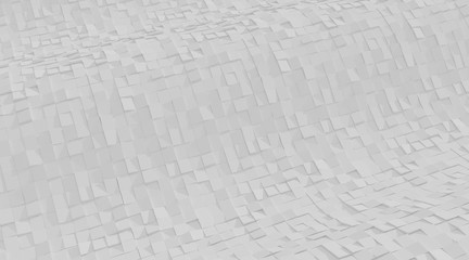 Poster - Abstract of architecture space with random rhythm of white tilt block and light and shadow of the sun,3D render