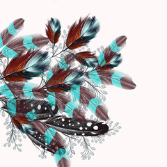 Poster - Feather realistic illustration in boho fashion style