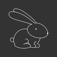 Sticker - Rabbit outline. Bunny silhouette. Hand drawn hare. Leveret contour. Vector icon.