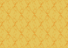 Yellow Floral Background In Warm Colors. Floral Ornament On Yellow Background.