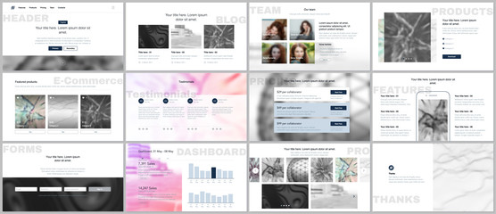 Set of vector templates for website design, minimal presentations, portfolio. Simple elements on white background. Templates for presentation slides, flyer, leaflet, brochure cover, annual report