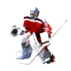 Canvas Print - Ice hockey goalie, polygonal vector illustration