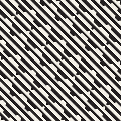 Vector seamless black and white halftone lines grid pattern. Abstract geometric background design.