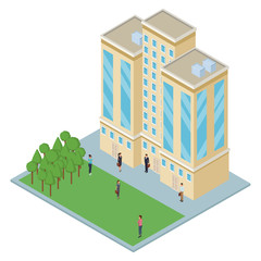 Poster - Company tower building isometric 3d vector illustration graphic design