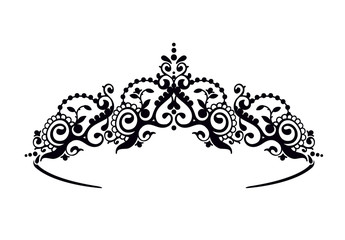 Black princess diadem on a wight background. The crown. Vector illustration.