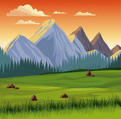beautiful nature landscape vector illustration graphic design