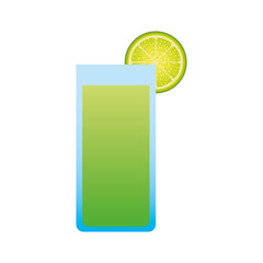 Poster - glass of lemonade with slide lemon vector illustration