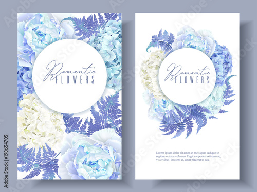 Floral blue round banners