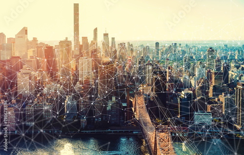 Fotografia Links with the New York City skyline near Midtown