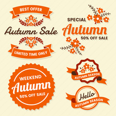 Wall Mural - Autumn Label Vintage Vector Logo for banner