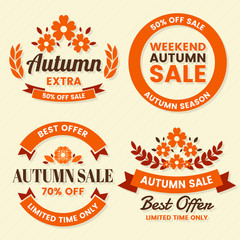 Wall Mural - Autumn Label Vintage Vector Logo for banner