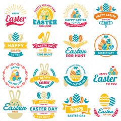 Wall Mural - easter day vector logo for banner