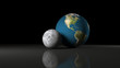 3D Rendering ff Earth Planet And the Moon