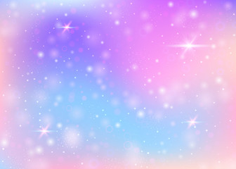 Wall Mural - fairy background with rainbow mesh. trendy universe banner in princess colors. fantasy gradient back