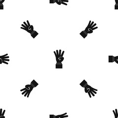 Poster - Hand showing number four pattern seamless black