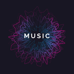 Poster - Music poster. Vector abstract background with dynamic waves, line and particles.