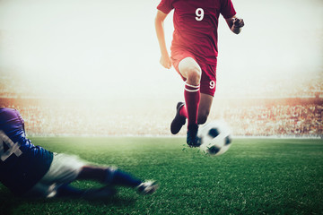 Wall Mural - soccer football player competing in the stadium during match