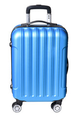 The blue suitcase isolated on the white background